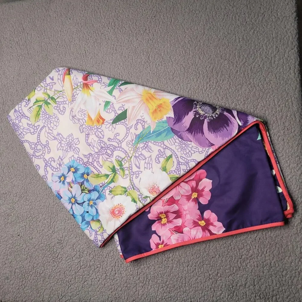 Johnny Was Blanket Throw Reversible Floral Hummingbird Boho Multicolor Print